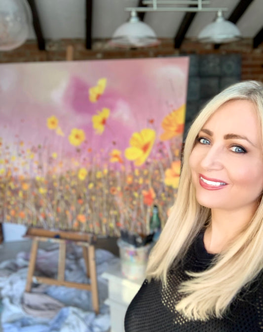 Cosmos Flower Meadow - See the different phases of this beautiful painting