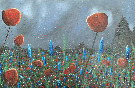 NEW PAINTING!! "Night Sky and Wildflowers"